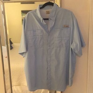 Men’s Columbia PFG LightBlue Fishing Shirt Sz XL